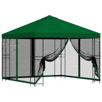 Produktbild för Trädgårdsgazebo med sidoväggar 3 x 3 m Grön Polyester och Stål