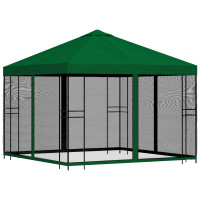 Produktbild för Trädgårdsgazebo med sidoväggar 3 x 3 m Grön Polyester och Stål