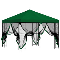 Produktbild för Trädgårdsgazebo med sidoväggar 3 x 3 m Grön Polyester och Stål