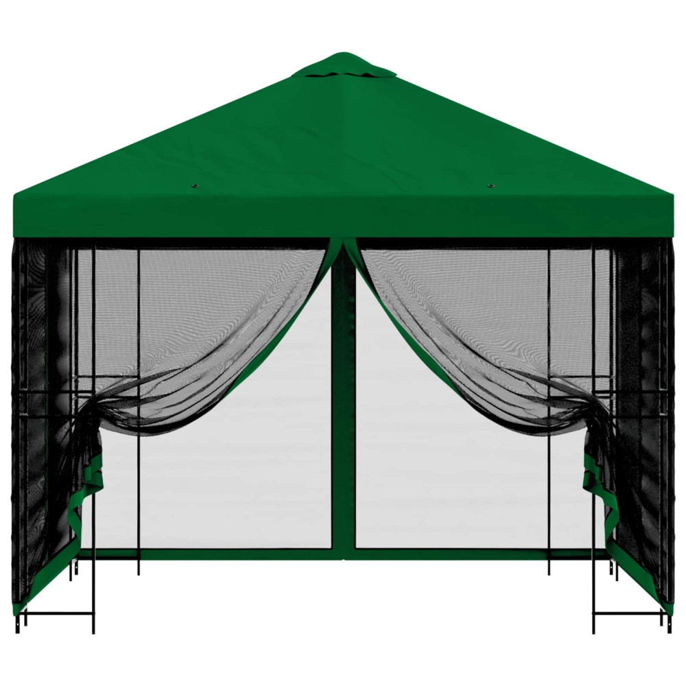 Produktbild för Trädgårdsgazebo med sidoväggar 3 x 3 m Grön Polyester och Stål