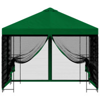 Produktbild för Trädgårdsgazebo med sidoväggar 3 x 3 m Grön Polyester och Stål