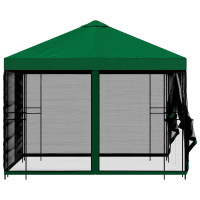 Produktbild för Trädgårdsgazebo med sidoväggar 3 x 3 m Grön Polyester och Stål