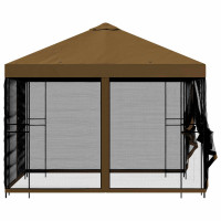 Produktbild för Trädgårdsgazebo med sidoväggar 3 x 3 m Taupe Polyester och Stål