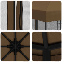 Produktbild för Trädgårdsgazebo med sidoväggar 3 x 3 m Taupe Polyester och Stål