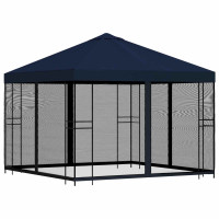 Produktbild för Trädgårdsgazebo med sidoväggar 3 x 3 m Blå Polyester och Stål
