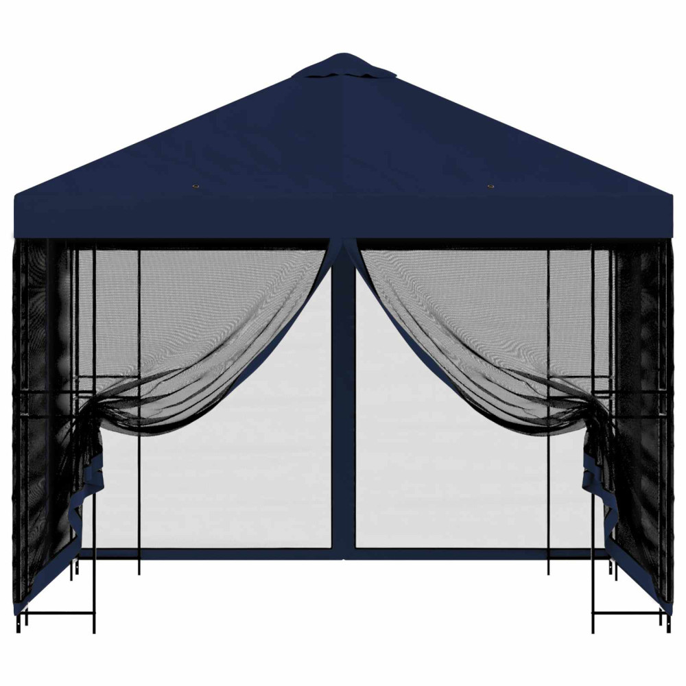 Produktbild för Trädgårdsgazebo med sidoväggar 3 x 3 m Blå Polyester och Stål