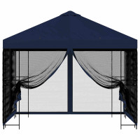 Produktbild för Trädgårdsgazebo med sidoväggar 3 x 3 m Blå Polyester och Stål