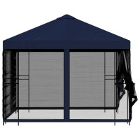 Produktbild för Trädgårdsgazebo med sidoväggar 3 x 3 m Blå Polyester och Stål