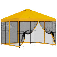 Produktbild för Trädgårdsgazebo med sidoväggar 3 x 3 m Gul Polyester och Stål