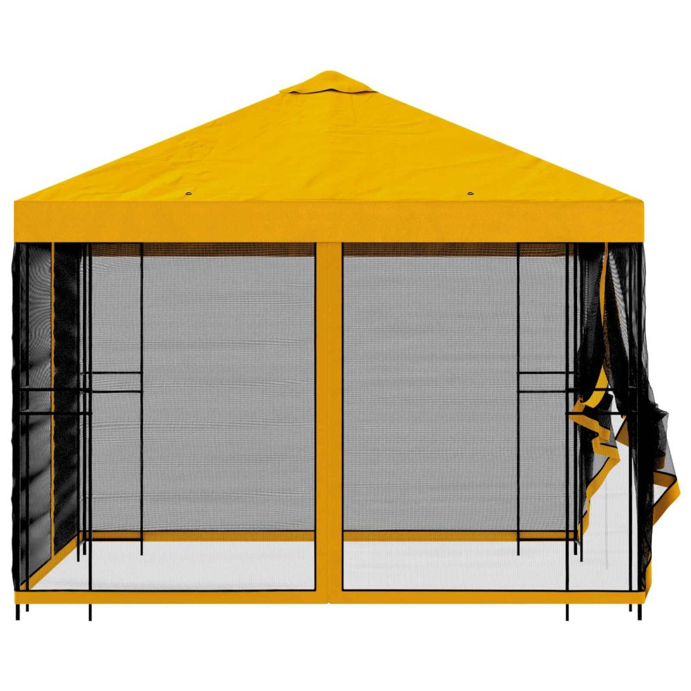 Produktbild för Trädgårdsgazebo med sidoväggar 3 x 3 m Gul Polyester och Stål