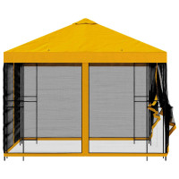 Produktbild för Trädgårdsgazebo med sidoväggar 3 x 3 m Gul Polyester och Stål