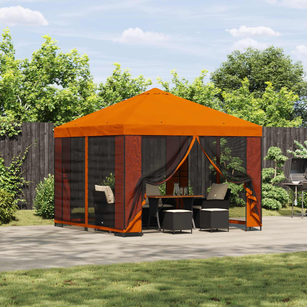 Produktbild för Trädgårdsgazebo med sidoväggar 3 x 3 m Orange