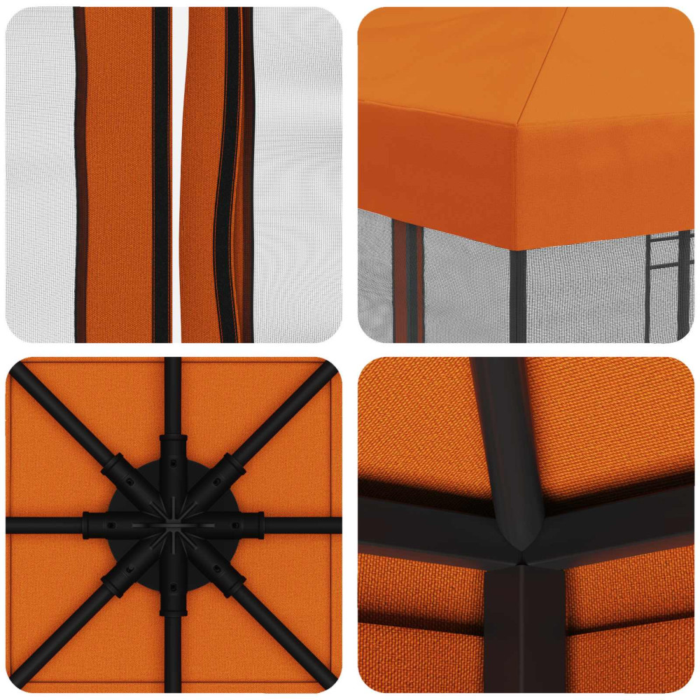 Produktbild för Trädgårdsgazebo med sidoväggar 3 x 3 m Orange