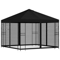 Produktbild för Trädgårdsgazebo med sidoväggar 3 x 3 m Svart Polyester och Stål
