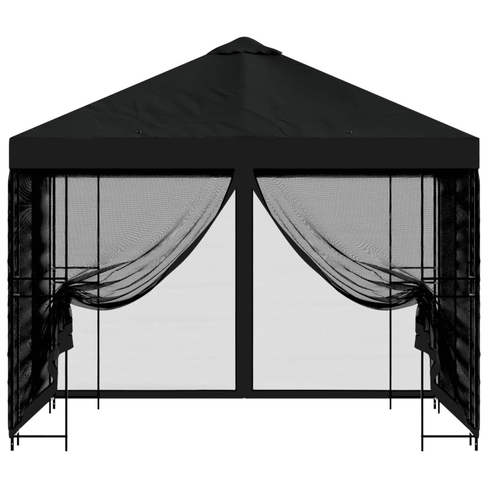 Produktbild för Trädgårdsgazebo med sidoväggar 3 x 3 m Svart Polyester och Stål