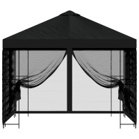 Produktbild för Trädgårdsgazebo med sidoväggar 3 x 3 m Svart Polyester och Stål