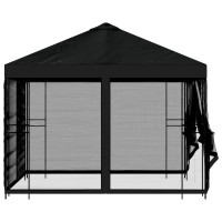 Produktbild för Trädgårdsgazebo med sidoväggar 3 x 3 m Svart Polyester och Stål