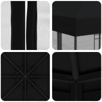 Produktbild för Trädgårdsgazebo med sidoväggar 3 x 3 m Svart Polyester och Stål