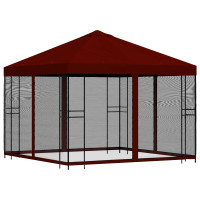 Produktbild för Trädgårdsgazebo med sidoväggar 3 x 3 m Vinröd