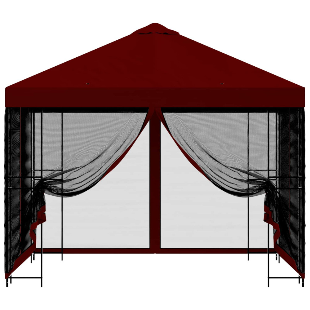 Produktbild för Trädgårdsgazebo med sidoväggar 3 x 3 m Vinröd