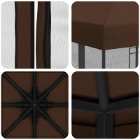 Produktbild för Trädgårdsgazebo med sidoväggar 3 x 3 m Brun Polyester och Stål