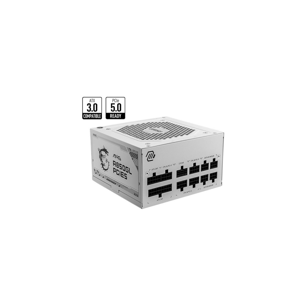 Produktbild för MSI MAG A850GL PCIE5 WHITE - nätaggregat - 850 Watt