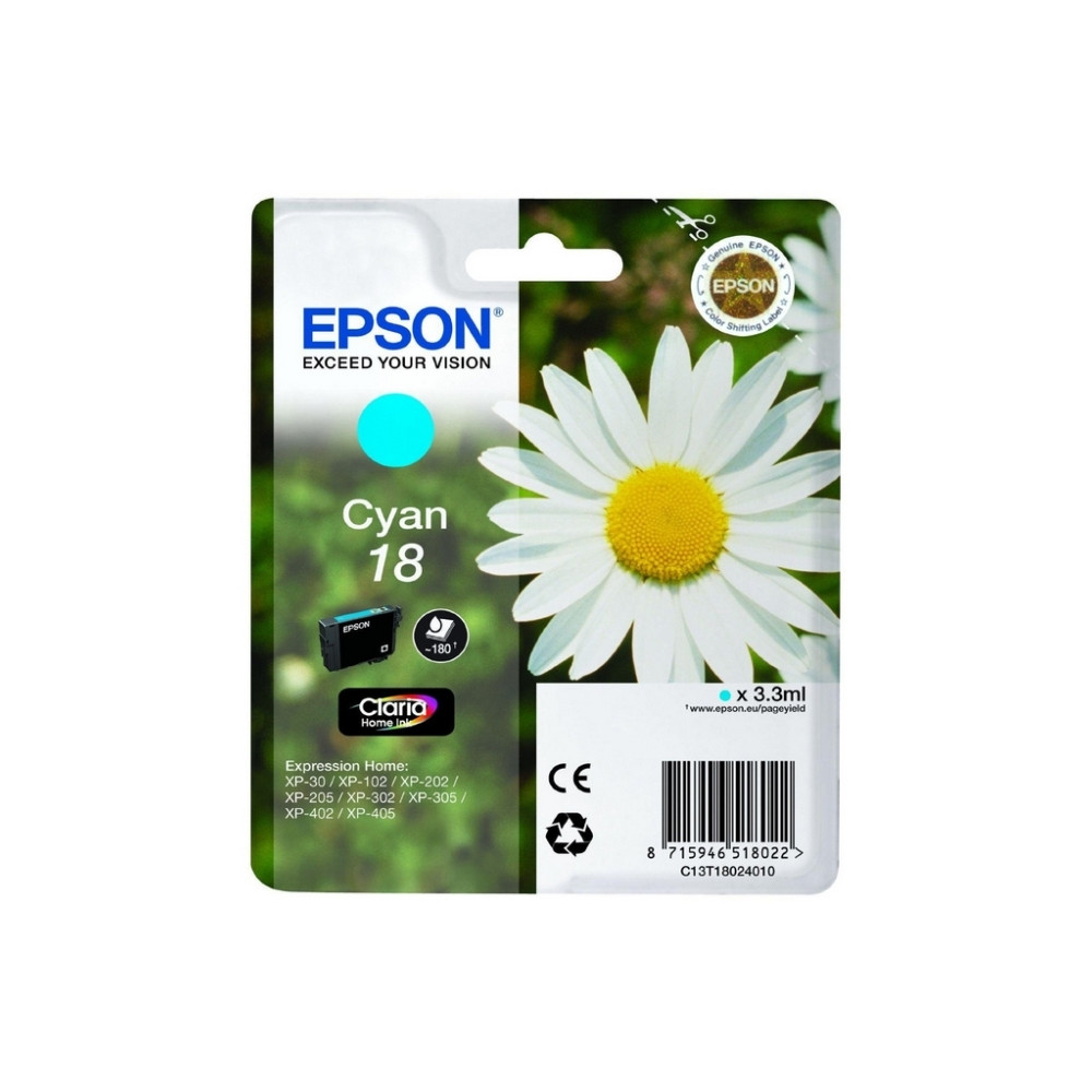Produktbild för Epson 18 - cyan - original - bläckpatron