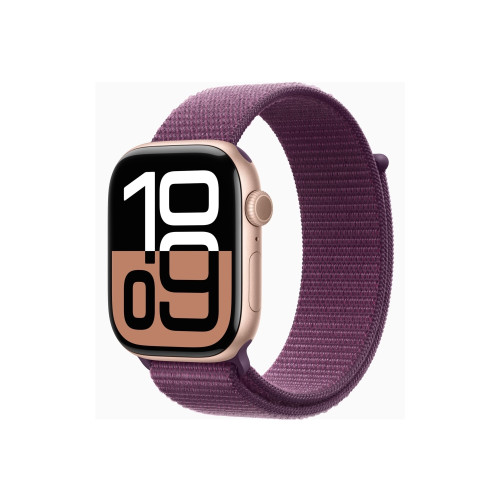Apple Apple Watch Series 10 (GPS) - guldrosa aluminium - smart klocka med sportögla - plommonfärgat - 64 GB