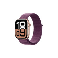 Produktbild för Apple Watch Series 10 (GPS) - guldrosa aluminium - smart klocka med sportögla - plommonfärgat - 64 GB