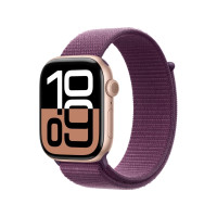 Produktbild för Apple Watch Series 10 (GPS) - guldrosa aluminium - smart klocka med sportögla - plommonfärgat - 64 GB