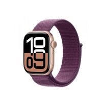 Produktbild för Apple Watch Series 10 (GPS) - guldrosa aluminium - smart klocka med sportögla - plommonfärgat - 64 GB