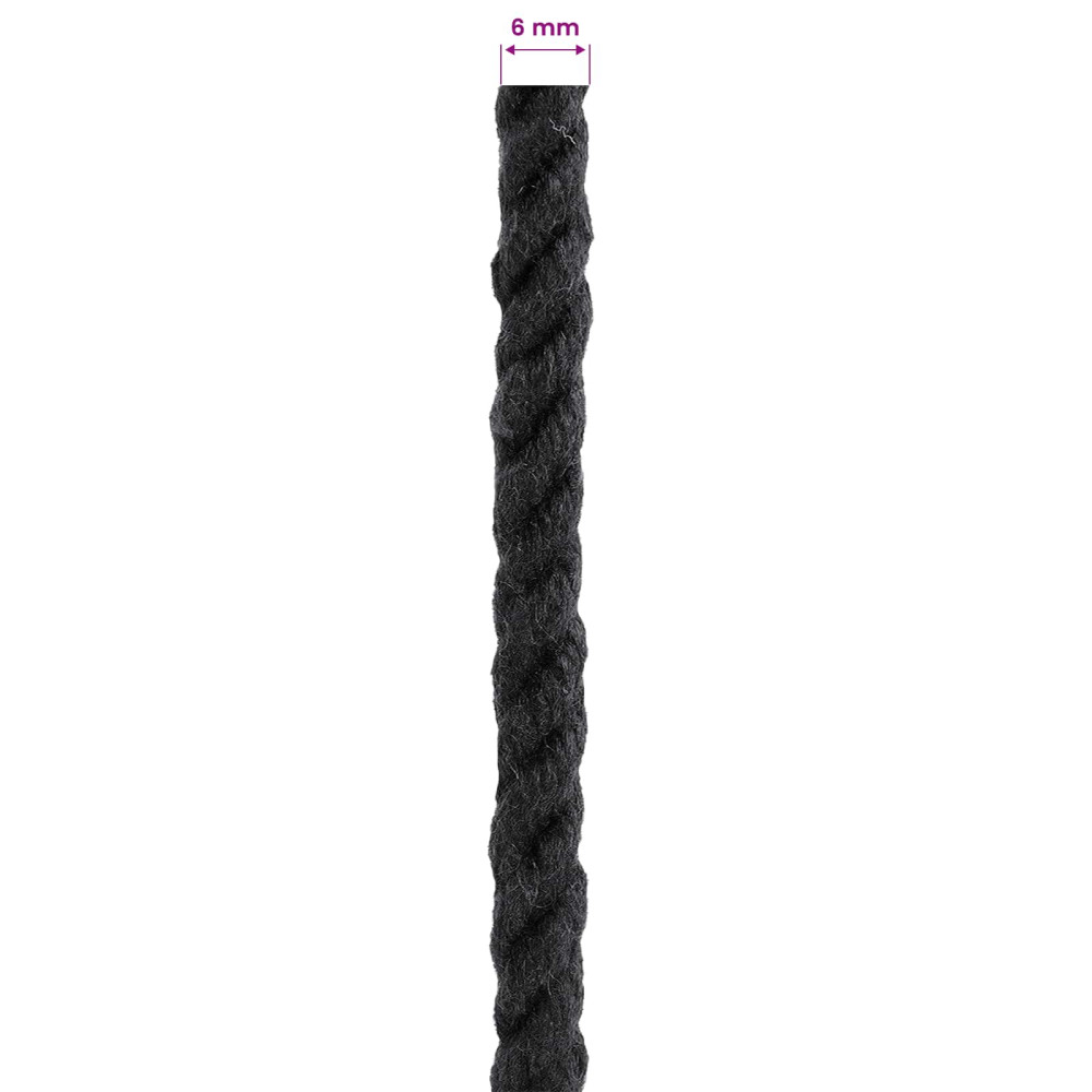 Produktbild för Rep Svart 0,6 x 0,6 x 10000 cm Bomull