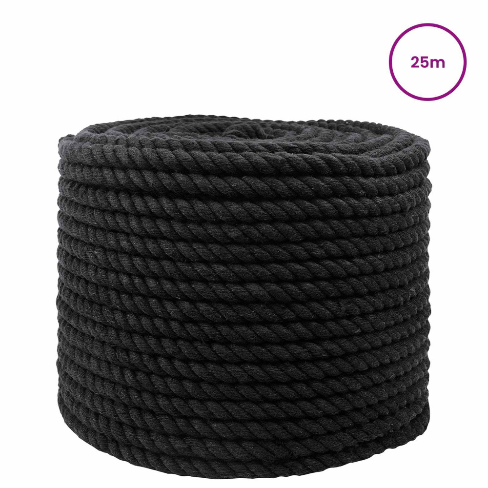Produktbild för Rep Svart 1,2 x 1,2 x 2500 cm Bomull