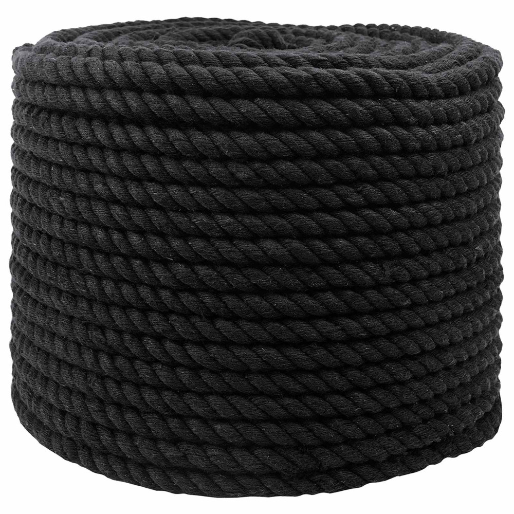 Produktbild för Rep Svart 1,4 x 1,4 x 5000 cm Bomull
