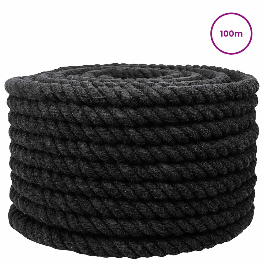 Produktbild för Rep Svart 1,6 x 1,6 x 10000 cm Bomull