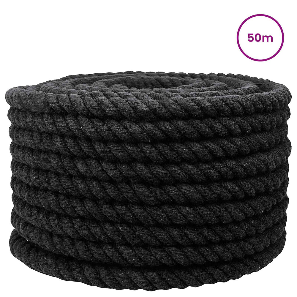 Produktbild för Rep Svart 2,4 x 2,4 x 5000 cm Bomull