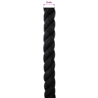 Produktbild för Rep Svart 3 x 3 x 1000 cm Bomull