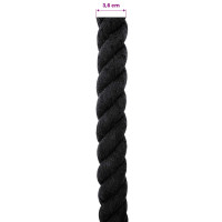 Produktbild för Rep Svart 3,6 x 3,6 x 1000 cm Bomull
