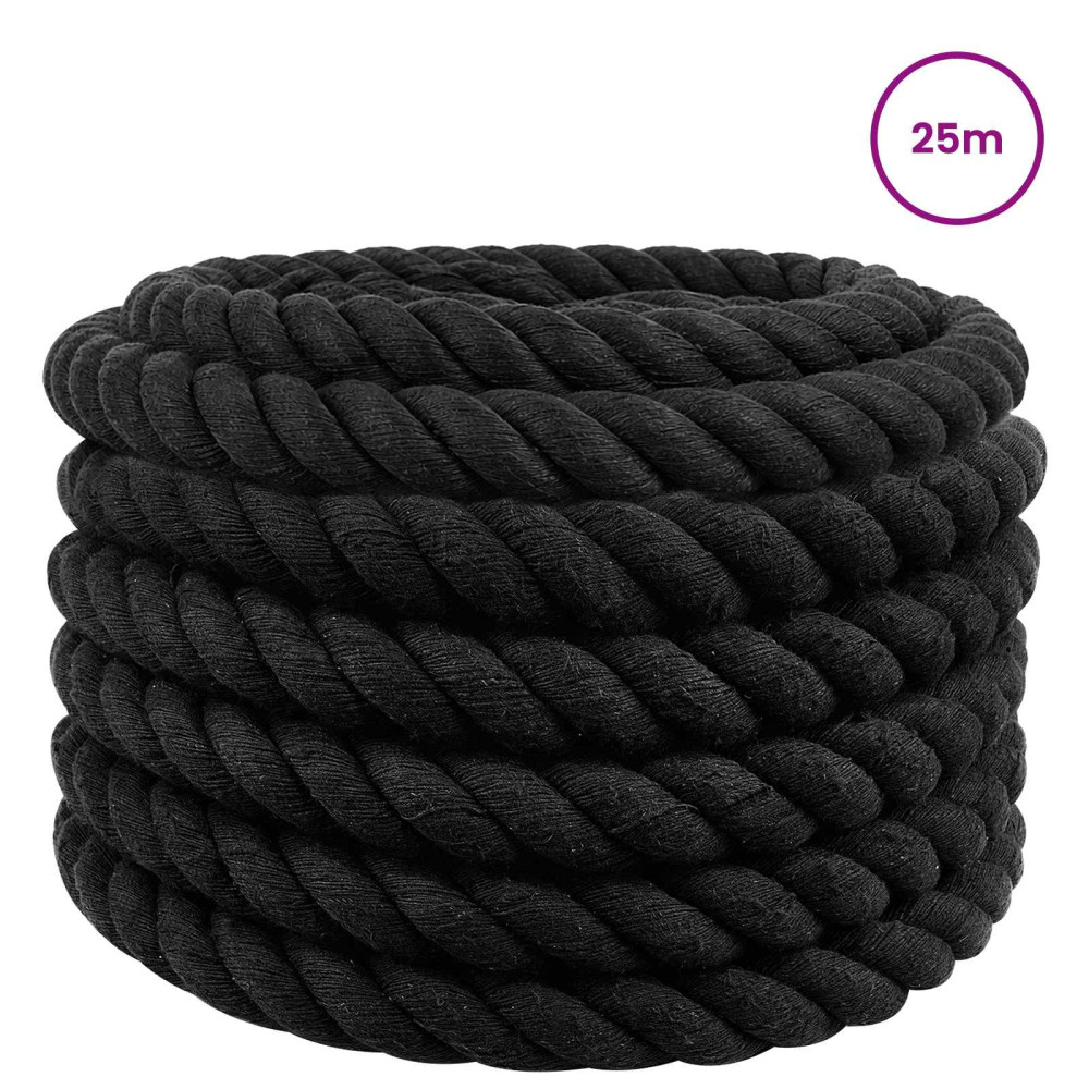 Produktbild för Rep Svart 3,6 x 3,6 x 2500 cm Bomull