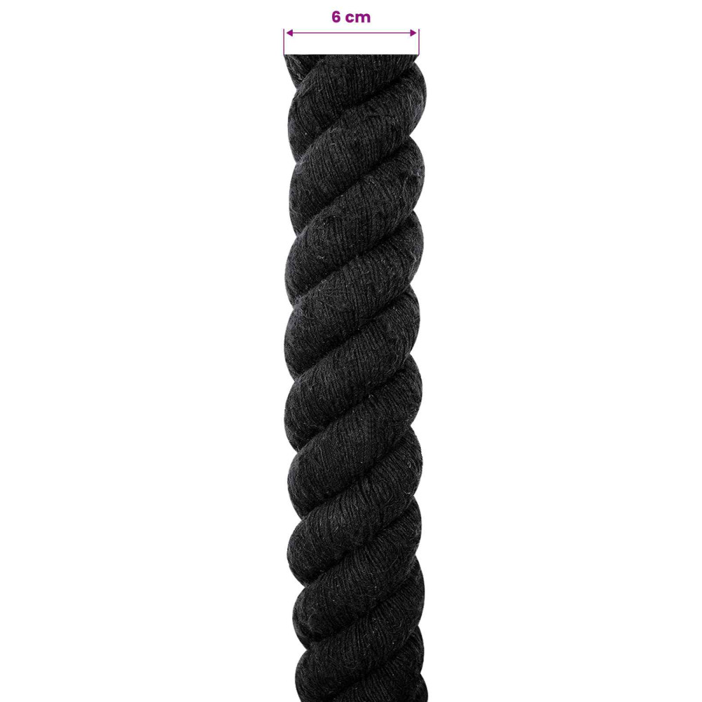 Produktbild för Rep Svart 6 x 6 x 500 cm Bomull