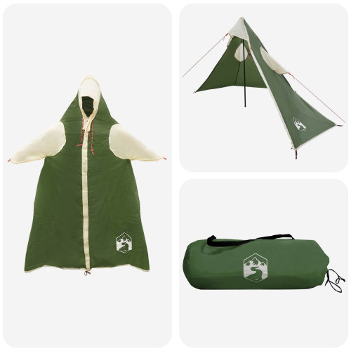 vidaXL 2-i-1 Regnponcho med huva Grön 262 x 126 x 130 cm
