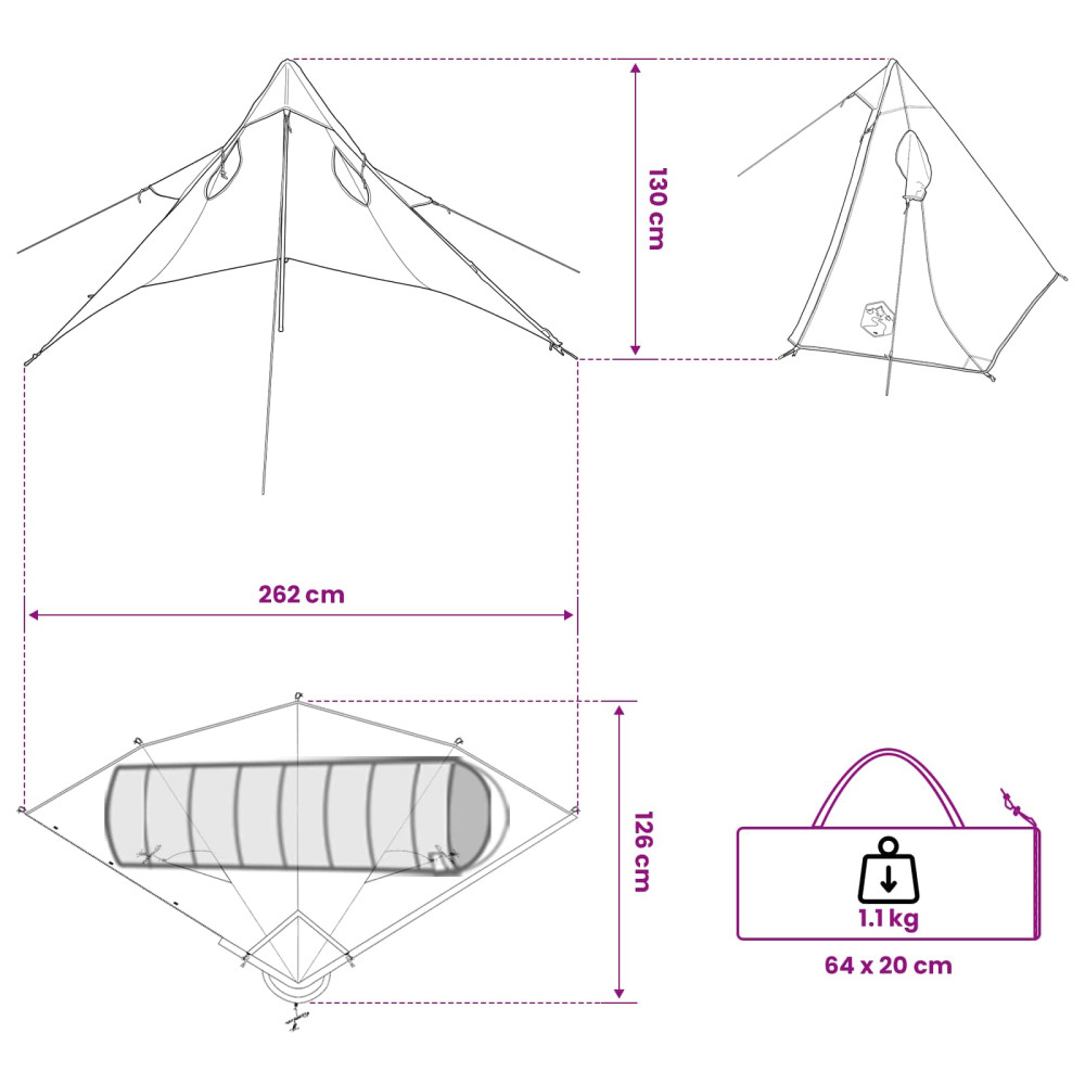 Produktbild för 2-i-1 Regnponcho med huva Grön 262 x 126 x 130 cm
