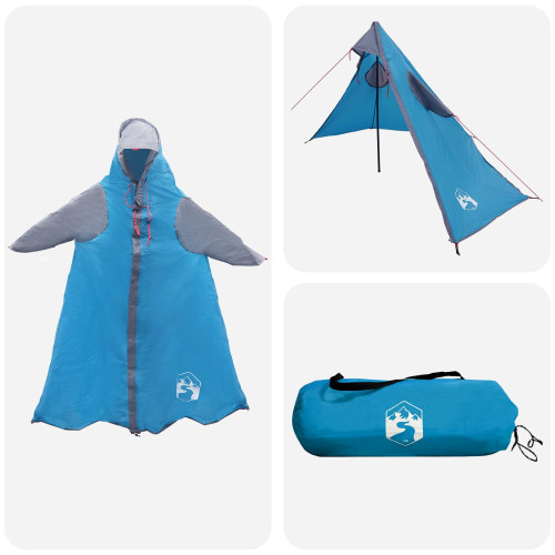 vidaXL 2-i-1 Regnponcho med huva Blå 262 x 126 x 130 cm