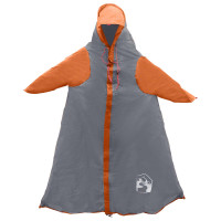 Produktbild för 2-i-1 Regnponcho med huva Grå och orange 262 x 126 x 130 cm