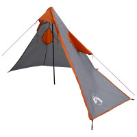 Produktbild för 2-i-1 Regnponcho med huva Grå och orange 262 x 126 x 130 cm