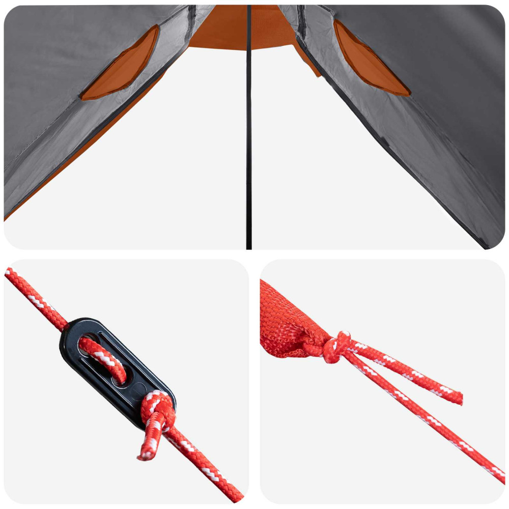 Produktbild för 2-i-1 Regnponcho med huva Grå och orange 262 x 126 x 130 cm