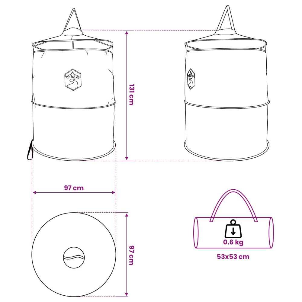 Produktbild för Pop-up toalettält med hängande rep Grå och orange 97 x 126 cm