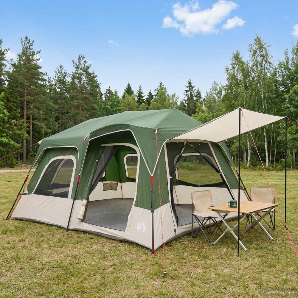 Produktbild för Instant Tält Grön 8 personer 185T Polyester med PU-beläggning