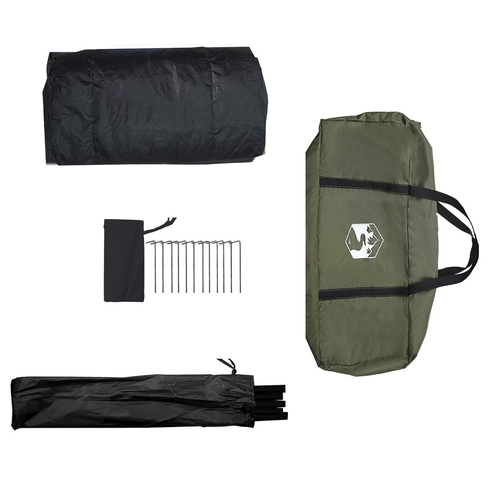 Produktbild för Stuga Tält Armégrön 340 x 246 x 210 cm Polyester / Bomull