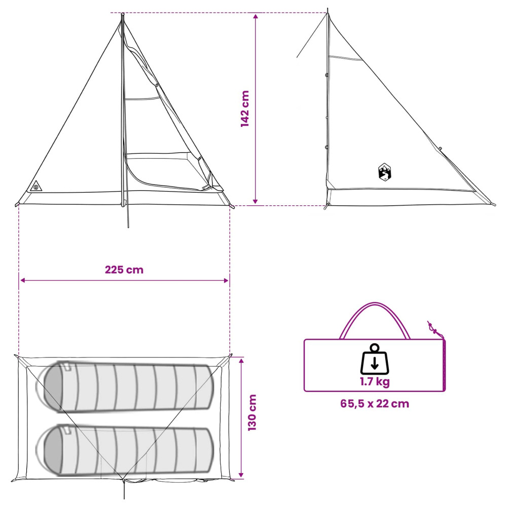 Produktbild för Ryggsäcks Tält Blå 2-manna 185T Polyester med PU-beläggning